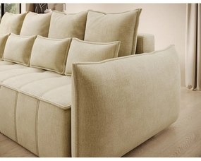 Bézs bársony kinyitható-tárolóhelyes kanapé 242 cm Weltton – ELTAP