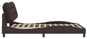 sötétbarna szövet ágykeret LED-es matrac nélkül 140 x 200 cm