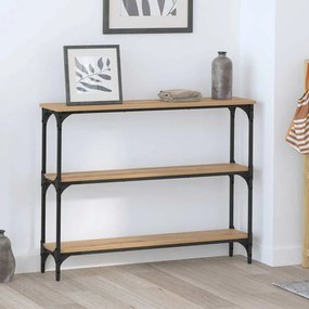 Konzolasztal polcokkal kézműves tölgy 100 x 22.5 x 75 cm