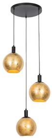 Design lógólámpa fekete arany üveggel 3-lámpás - Bert