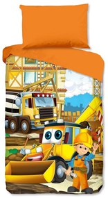 Narancssárga egyszemélyes pamut gyerek ágyneműhuzat 140x200 cm Building – Good Morning