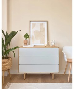 Szürke-natúr színű komód kőrisfa dekorral 99x78,5x42 cm Anielle – Kave Home