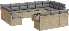 vidaXL 14 részes bézs polyrattan kerti ülőgarnitúra párnával