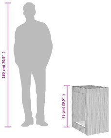 szürke polyrattan falapos kerti kisasztal 60x40x75 cm