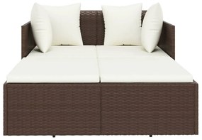 barna polyrattan napozóágy párnával 182 x 118 x 63 cm