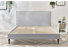 Világosszürke kárpitozott franciaágy ágyráccsal 180x200 cm Sary – Bobochic Paris