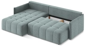 Kék kinyitható-tárolóhelyes sarokkanapé (bal oldali-heverő résszel) Moku – Makamii