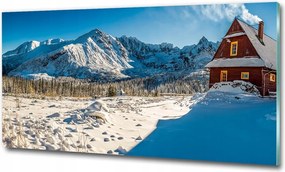 Fotó kép edzett üveg házikó a hegyekben 120x60