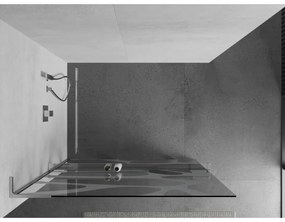 Mexen Kioto+ L, Walk-In zuhany paraván polccal és akasztóval 100 x 200 cm, 8 mm átlátszó üveg fehér mintás, króm profil, 800-100-123-01-97