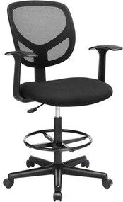 Ergonomikus irodai szék kartámaszokkal, magas forgó szék, Fekete Outlet