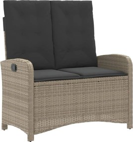vidaXL világosszürke polyrattan dönthető kerti pad párnával