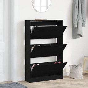 Cipőtartó Fekete Tölgy 80x21x125,5 cm Szerelt Fa