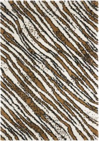 Krémbarna nappali szőnyeg,vastag shaggy szőnyeg, zebra mintás 80x150 cm