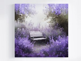 Poszter Tájkép Kert Park Levendula Pad Relaxáció Csend 80x80