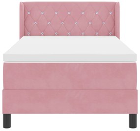 Boxspring Ágy Matrac nélkül Rózsaszín 90x200 cm Bársony