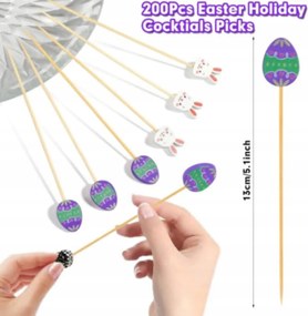 Hosszú pálcikák Koktél pálcikák Fogpiszkáló Spiccek 200db 13cm