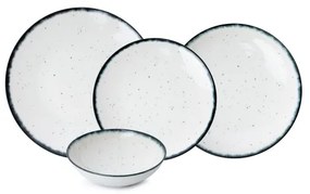 24 darabos porcelán étkészlet, fehér/fekete