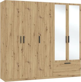 LITA WARDROBE 5D1S ARTISAN OAK WITH MIRROR