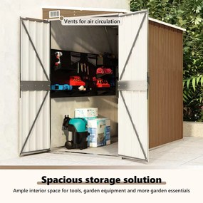 barna acél falhoz erősíthető kerti fészer 118 x 194 x 178 cm