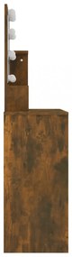 füstös tölgyszínű LED-es fésülködőasztal 86,5 x 35 x 136 cm