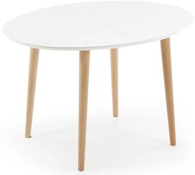 Fehér bővíthető étkezőasztal fehér asztallappal 90x120 cm Oqui – Kave Home