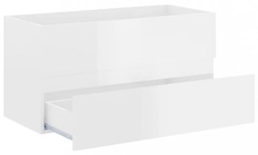 magasfényű fehér szerelt fa mosdószekrény 90 x 38,5 x 45 cm