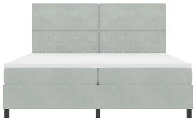 Boxrugós ágy matracmal Világosszürke 200 x 200 cm Bársony