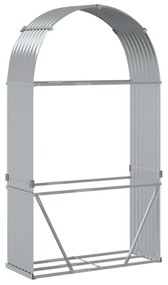 ezüstszínű horganyzott acél rönktartó 120 x 45 x 210 cm