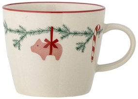 Krémszínű agyagkerámia bögre cappucinóhoz karácsonyi mintával 300 ml Yule – Bloomingville