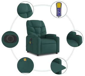 vidaXL sötétzöld szövet dönthető elektromos álló masszázsfotel