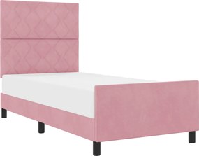 vidaXL Boxrugós ágy fejtámlával Rózsaszín 90 x 200 cm Bársony