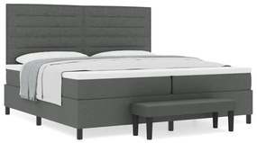 Box Spring Ágy Matracot és Padot Sötétszürke 200x200 cm Szövet