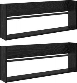 vidaXL Magazin állvány 2 pcs Fekete tölgy 80 x 12 x 30 cm Faanyag