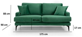 Kétszemélyes kanapé Papirolla (zöld + fekete). 1106655