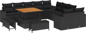 vidaXL Kerti Kanapé Szett 13 pcs Fekete polirattan