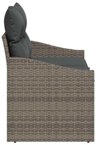 Kerti kanapé párnával Szürke 123 x 62 x 69cm polirattan