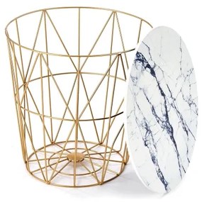 Kávésasztal HARISSA 41x42 cm arany/fehér márvány dekoráció