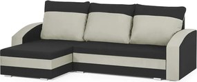 KING Kinyitható sarokkanapé Fekete/krém