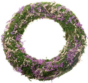 Moha koszorú szárított virágokkal, lila , 30 x 7 cm