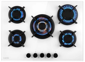 Klarstein Goldflame 5, gázfőzőlap, 5 sárgaréz égő, üvegkerámia