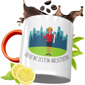 Narancssárga Bögre Építésznek Ajándék fényképes nyomtatással