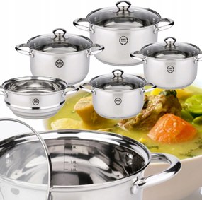 4 Darabos Edénykészlet Mg Home Lauro Acél 9 Részes Szett Rozsdamentes Indukciós