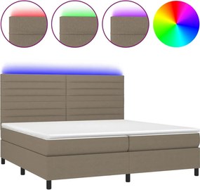 vidaXL tópszínű szövet rugós és LED-es ágy matraccal 200 x 200 cm