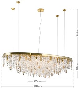 Orion - Kristály csillár zsinóron CRYSTALRIVER 21xG9/40W/230V arany