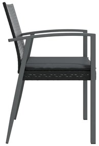 6 db fekete polyrattan kerti szék párnával 56,5x57x83 cm