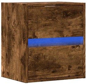 füstös tölgy színű fali TV-szekrény LED-ekkel 41x31x45 cm