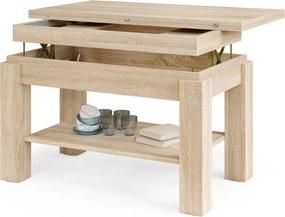 Mazzoni BRAWO Sonoma Tölgy - NYITHATÓ/MAGASÍTHATÓ DOHÁNYZÓASZTAL POLCCAL ÉTKEZŐASZTALKÉNT IS HASZNÁLHATÓ
