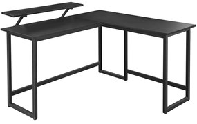 Íróasztal, L alakú számítógép asztal monitor állvánnyal 140 x 130 x 89 cm | VASAGLE