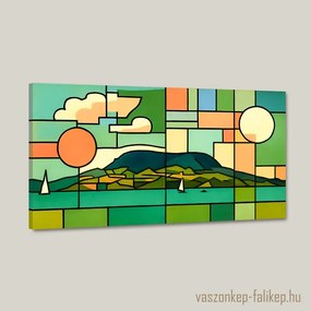 Badacsony absztrakt formák vászonkép – modern balatoni hangulat 60x34 cm