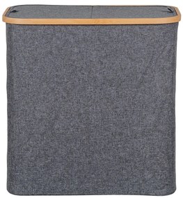 Noto szennyeskosár, bambusz, textil, sötétszürke, 54x33x54 cm